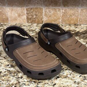 Crocs Brown Faux Leather Slip On Men's size 14  (E/P)